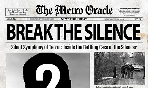 A newspaper with the headline 'Break the Silence'